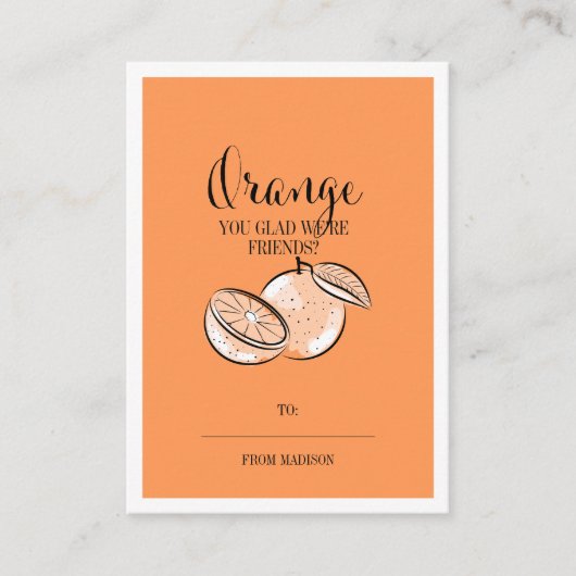 Funny Fruit Pun Orange Classroom Valentine Card Terminkarte (Vorderseite)