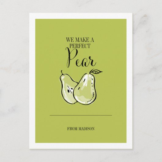 Funny Fruit Pun Perfect Pear Valentine Postkarte (Vorderseite)