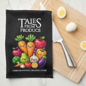 Funny Fruits Veggies Tales from Produce Grocery Geschirrtuch (Viertel Falte)