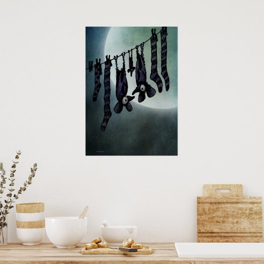 Funny Full Moon Bats Poster (Küche)