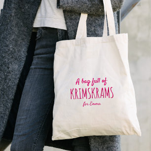 Funny "Full of Krimskrams" Zitat - Rosa Typografie Tragetasche