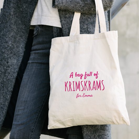 Funny "Full of Krimskrams" Zitat - Rosa Typografie Tragetasche