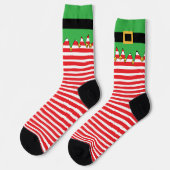Funny Fun Quirky Elf Jingle! Candy Striped Socken (Linkes Detail)