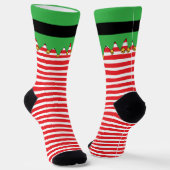 Funny Fun Quirky Elf Jingle! Candy Striped Socken (Gewinkelt)