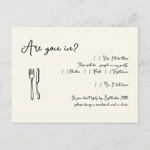 Funny & Fun Script Wedding RSVP Postcard Einladungspostkarte
