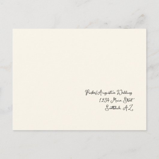 Funny & Fun Script Wedding RSVP Postcard Einladungspostkarte (Rückseite)