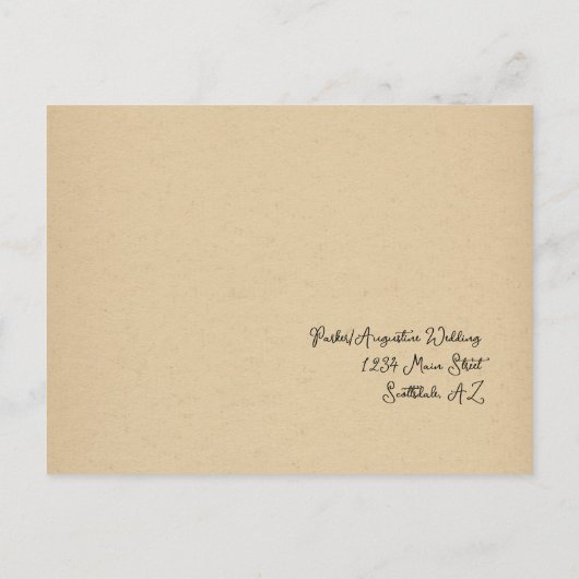 Funny & Fun Script Wedding RSVP Postcard - Kraft Einladungspostkarte (Rückseite)