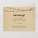 Funny & Fun UAWG Postcard - Rustic Kraft Einladungspostkarte<br><div class="desc">Funny UAWG für eine lustige Hochzeit! Der Hintergrund ist einfach mit wunderbar rustikalen Saitenlichtern und einem Hintergrund aus Kraftpapier. Rett Geld in Porto,  indem du dich für das bequeme Postkartenformat entscheidest.</div>