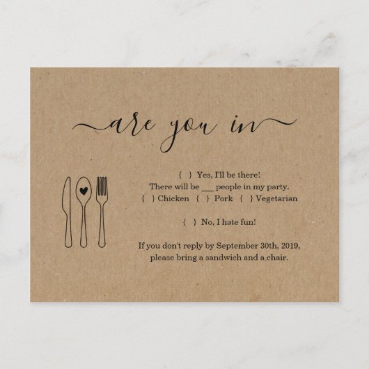 Funny & Fun UAWG Postcard - Rustic Kraft Einladungspostkarte (Vorderseite)