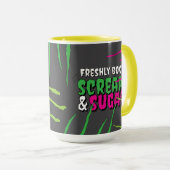 Funny Fun Zombie Scratched Scream & Sugar Tasse (VorderseiteRechts)