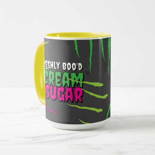 Funny Fun Zombie Scratched Scream & Sugar Tasse (Vorderseite Links)