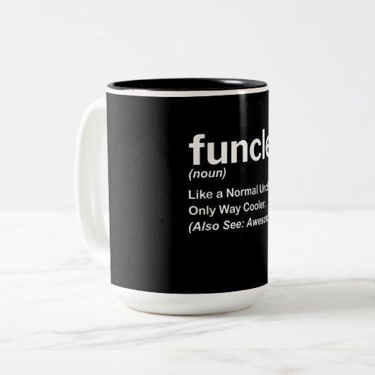 Funny Funcle Definition-Geschenk | Onkel Geschenke Zweifarbige Tasse (Vorderseite Links)