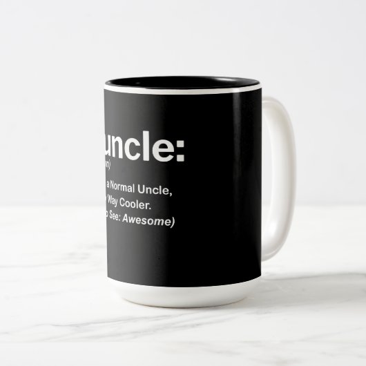 Funny Funcle Definition-Geschenk | Onkel Geschenke Zweifarbige Tasse (VorderseiteRechts)
