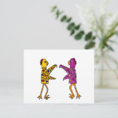 Funny Funkens Chickens Dancing Postkarte (Stehend Vorderseite)