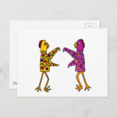 Funny Funkens Chickens Dancing Postkarte (Vorne/Hinten)