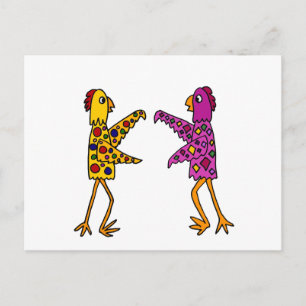 Funny Funkens Chickens Dancing Postkarte