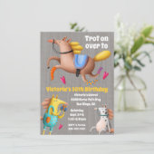 Funny Funky Horse Birthday Party Einladung (Stehend Vorderseite)