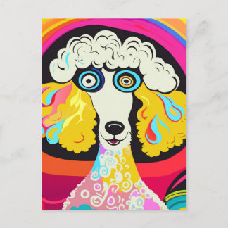 Funny Funky Poodle Dog Portrait Postkarte