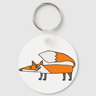 Funny Funky Red Fox Art Schlüsselanhänger