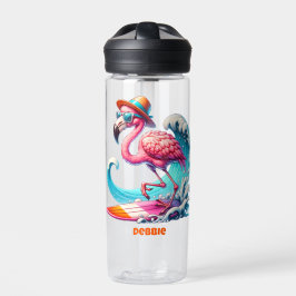 Funny Funky Surfing Flamingo Trinkflasche