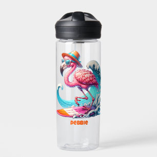 Funny Funky Surfing Flamingo Trinkflasche