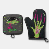 Funny Funky The Woking Vater Dead Puff Ofenhandschuh & Topflappen-Set (Vorderseite)