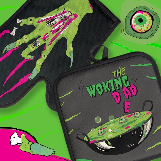Funny Funky The Woking Vater Dead Puff Ofenhandschuh & Topflappen-Set