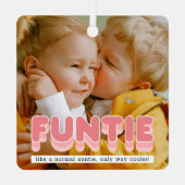 Funny Funtie Auntie Foto Weihnachten Ornament Aus Metall (Rückseite)