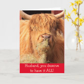 Funny für Husband Scottish Steer Birthday Karte (Gelbe Blume)