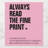 Funny für Oma-Schwangerschaft bekannt gegeben Weinetikett (Einzelnes Label)