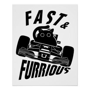 Funny FURRwous car fahr cat Poster