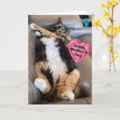 Funny Furry Cat Glücklicher Muttertag Karte (Gelbe Blume)