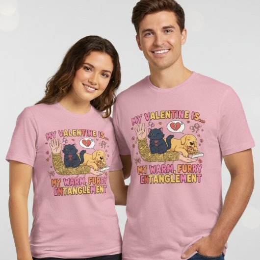 Funny Furry Entanglement Dog Cat Valentine  Tri-Blend Shirt