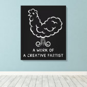 Funny Furz Rooster Cool Crazy Chicken Graphic Joke Leinwanddruck (Insitu (Holzboden))