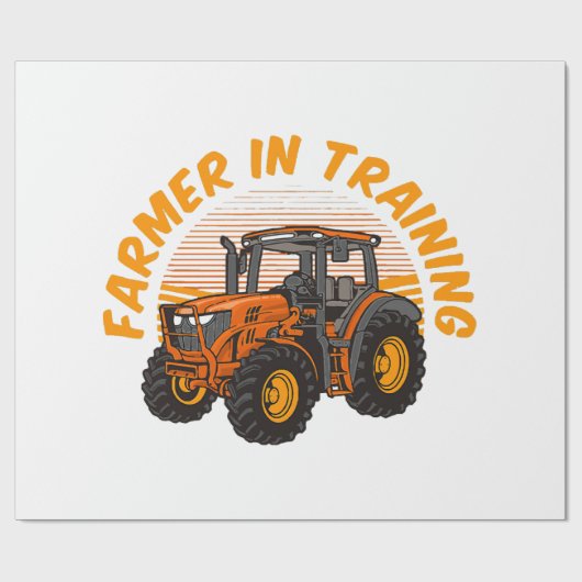 Funny Future Bauer in Training Traktor Farm Geschenkpapier (Flach)
