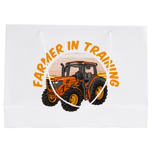 Funny Future Bauer in Training Traktor Farm Große Geschenktüte (Rückseite)