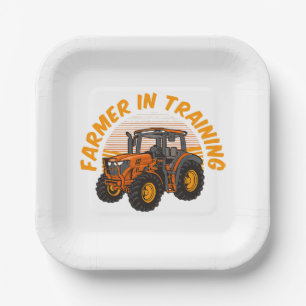 Funny Future Bauer in Training Traktor Farm Pappteller