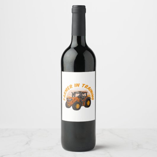 Funny Future Bauer in Training Traktor Farm Weinetikett (Vorderseite)