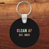 Funny Future Clean Af Est 2025 Grillen Clean Pin Schlüsselanhänger (Vorderseite)