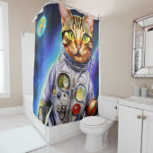 Funny Futuristic Astronaut Cat Duschvorhang (Beispiel)