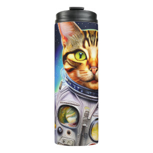 Funny Futuristic Astronaut Cat Thermosbecher