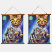 Funny Futuristic Astronaut Cat Wandteppich Mit Holzrahmen (Doppelt)
