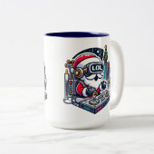 Funny Futuristic Santa mit VR Goggles LOL Zweifarbige Tasse (VorderseiteRechts)