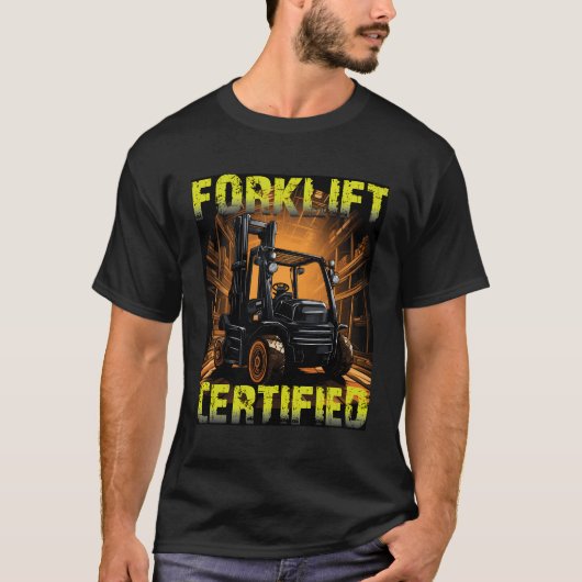 Funny Gabelstapler Forklift Certified Retro V T-Shirt (Vorderseite)