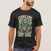 Funny Gains and Candy Canes Christmas Elf Gym Work T-Shirt (Vorderseite)