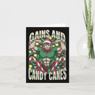 Funny Gains und Candy Canes Weihnachts-Elf-Gym-Arb Karte
