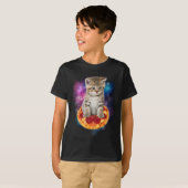 Funny Galaxy Cat in Space - Cat Reiten Pizza und T T-Shirt (Vorne ganz)