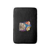 Funny Galaxy Cat Shirt _ Space Cat essen Pizza und Badematte (Vorderseite Vertikal)