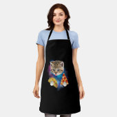 Funny Galaxy Cat Shirt _ Space Cat essen Pizza und Schürze (Getragen)