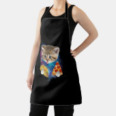 Funny Galaxy Cat Shirt _ Space Cat essen Pizza und Schürze (InSitu)